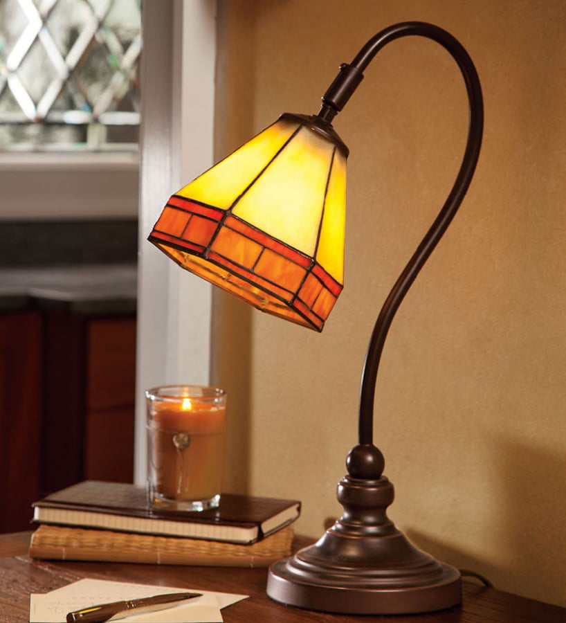 -Style Stained Glass Mission Style Desk Lamp