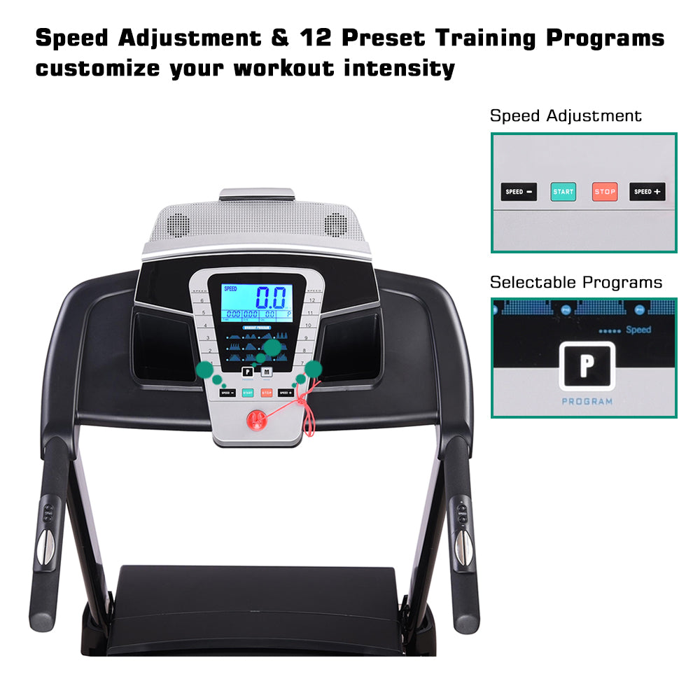 Yescom Folding Treadmill with Speaker 2.25HP 47x17in Running Belt