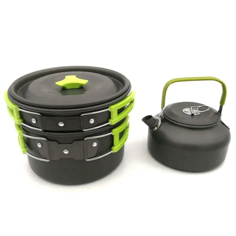 Wholesale 2 3 Person Camping Cookset Outdoor Picnic Mess Set Camping Cookware