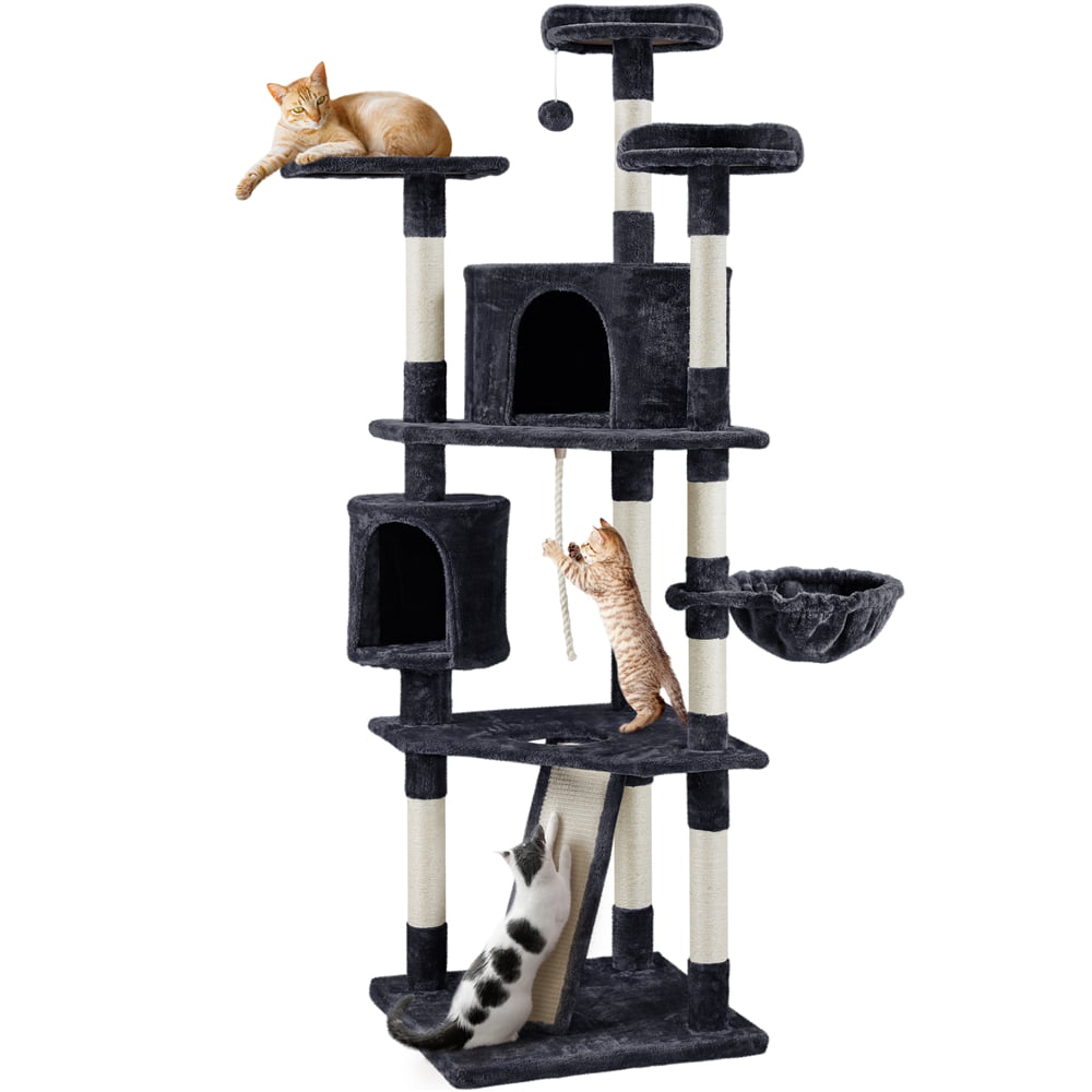 Yaheetech 79'' Multilevel Cat Tree Cat Tower with 2 Condos， Black