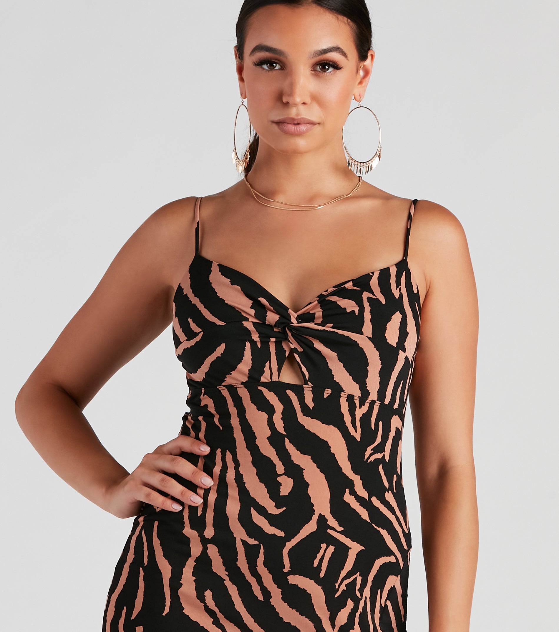 So Sleek Zebra Print Midi Dress