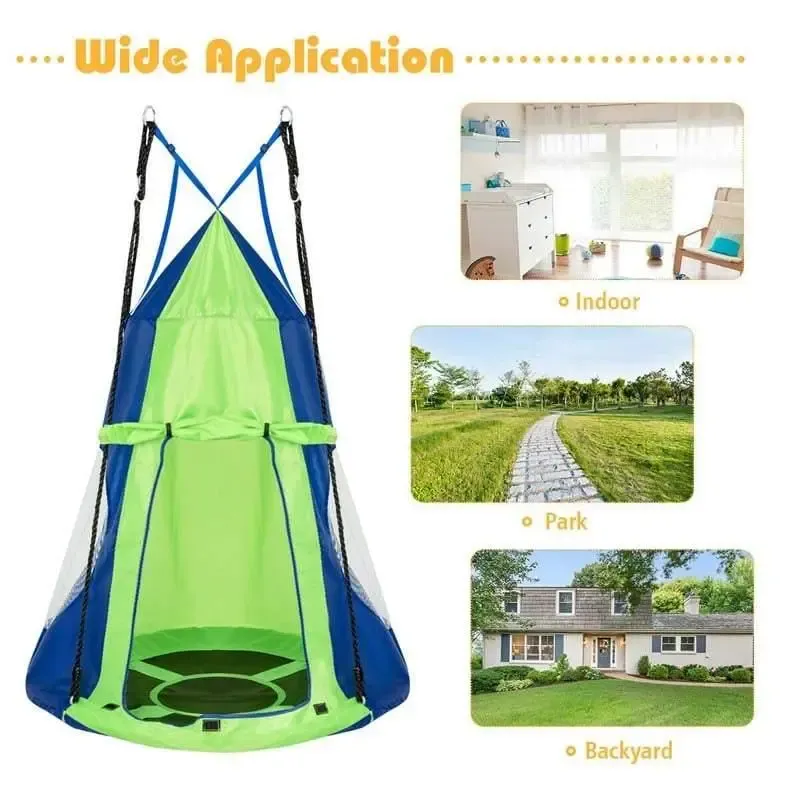 40'' Kids Hanging Tent Swing Saucer Chair Swing Tent Set