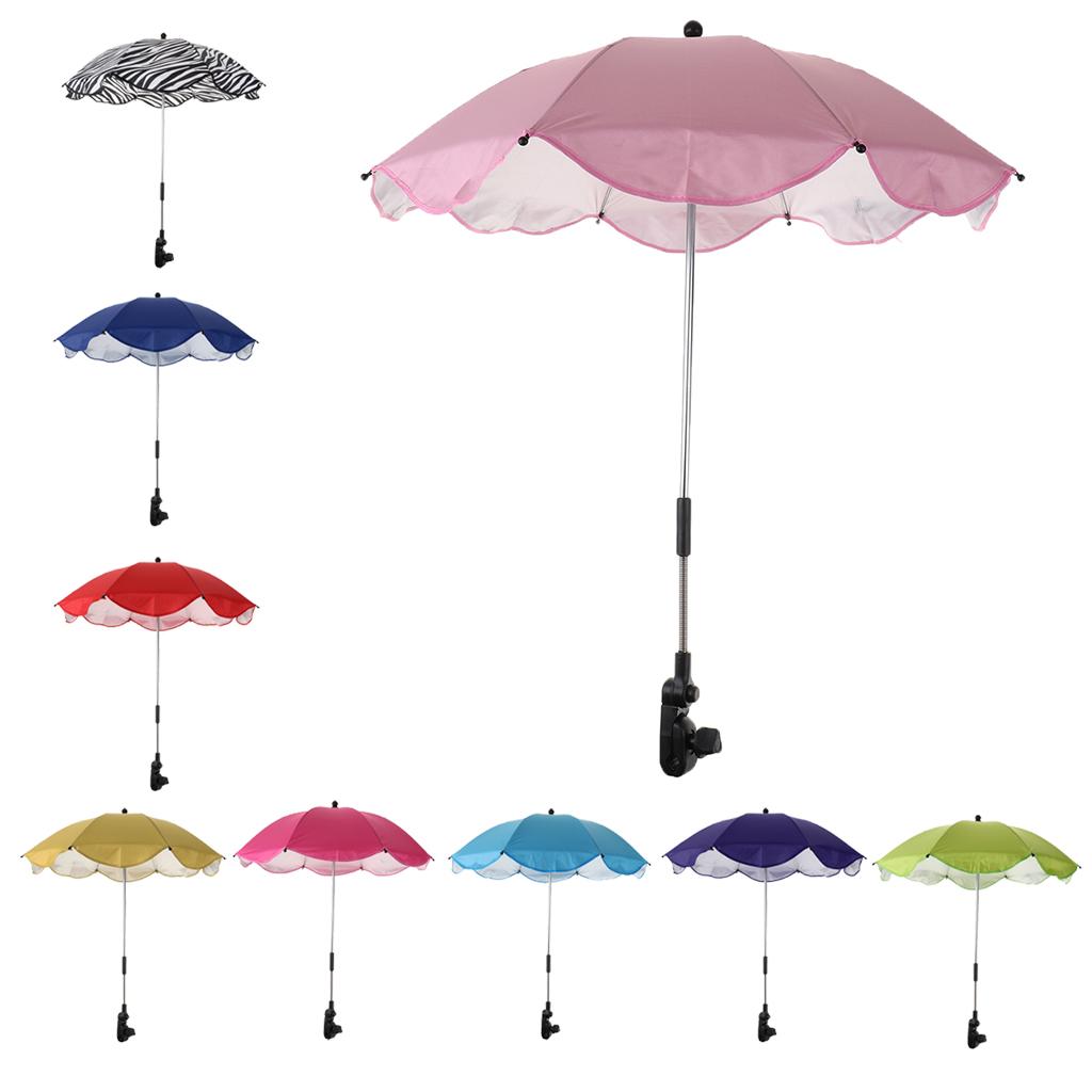 Canopy Umbrella for Beach Camping Hiking， Stroller Shelter， Sun ， Foldable， Rotating， Adjustable， Durable ， Pink， 68x65cm