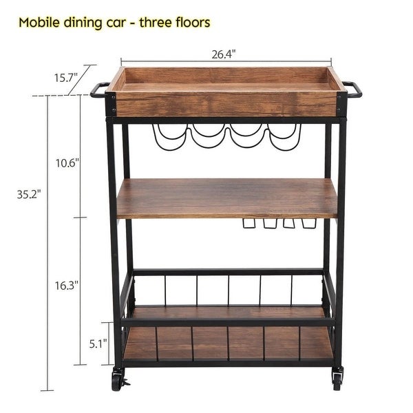 Kitchen Cart with Wine Rack - - 35256336