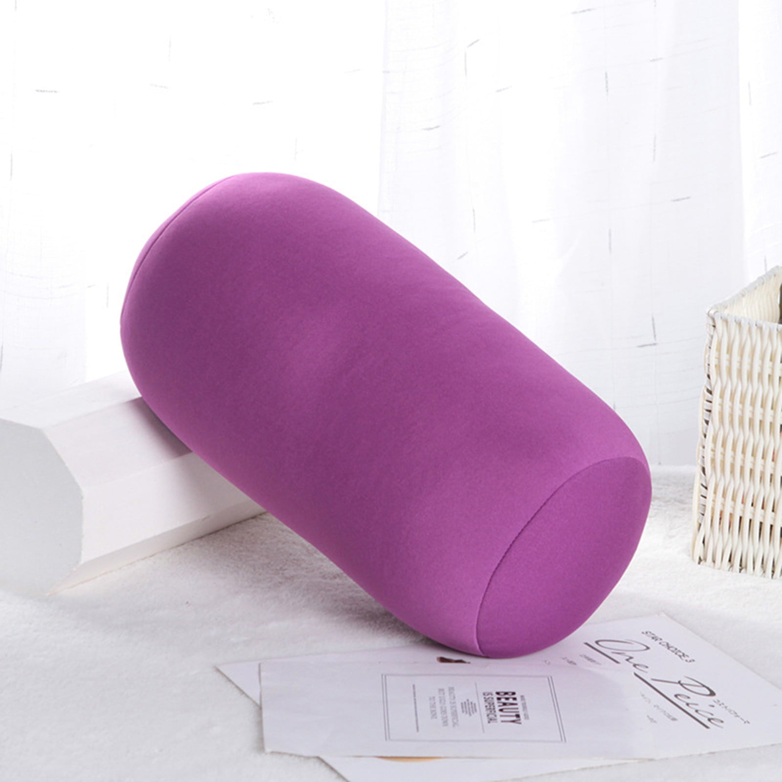 wendunide Cylinder Memory Foam Pillow Roll Cervical Bolster Round Nap Neck Pillow Cushion Purple
