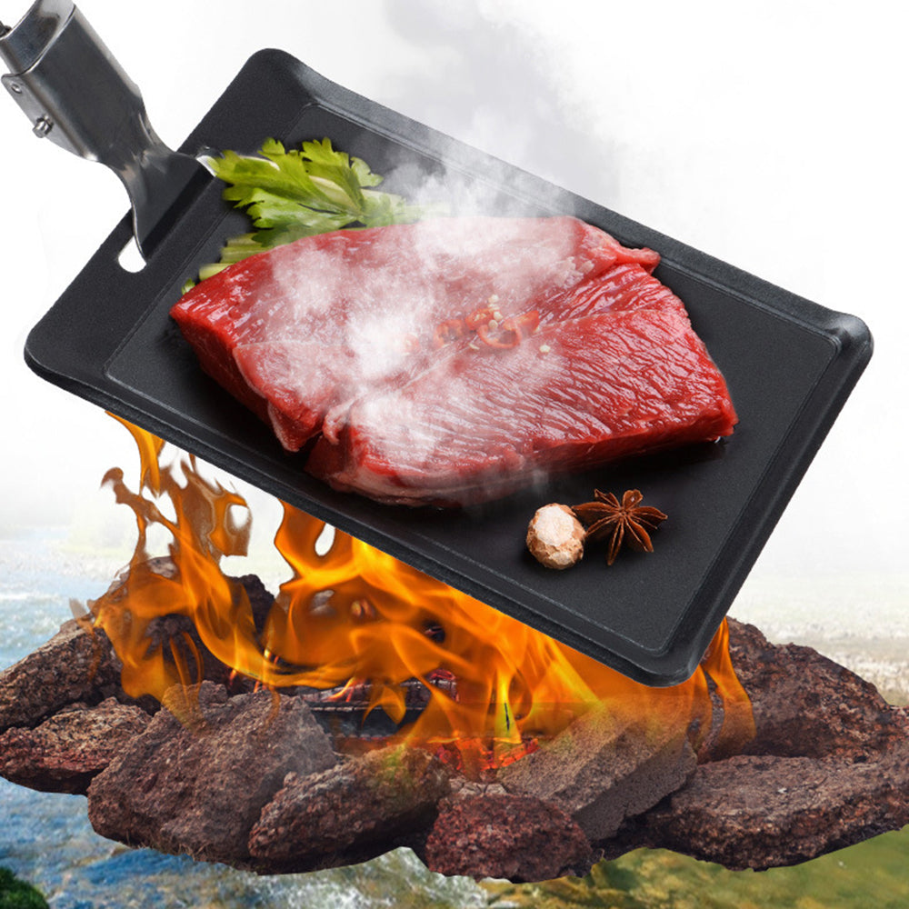 Gecheer BBQ Grill Pan with Non-Stick Coating Ultra- Barbecue Griddle Plate Barbecue Tray for Outdoor Camping Backpacking Hiking Fishing