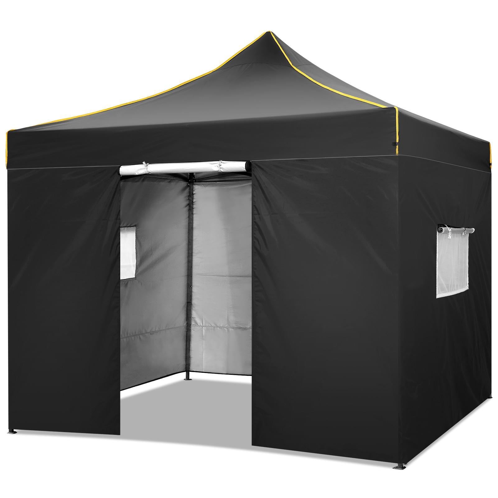 Likein 10x10Ft Pop Up Canopy Tent, Outdoor Camping Canopy with 4 Removable Sidewalls, Festival Tailgate Event Craft Show Instant Shelter with Carry Bag - Warehouse Clearance Black