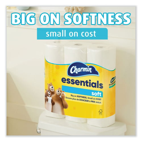 Charmin Essentials Soft Bathroom Tissue， Septic Safe， 2-Ply， White， 352 Sheets/Roll， 30 Rolls/Carton (67355)