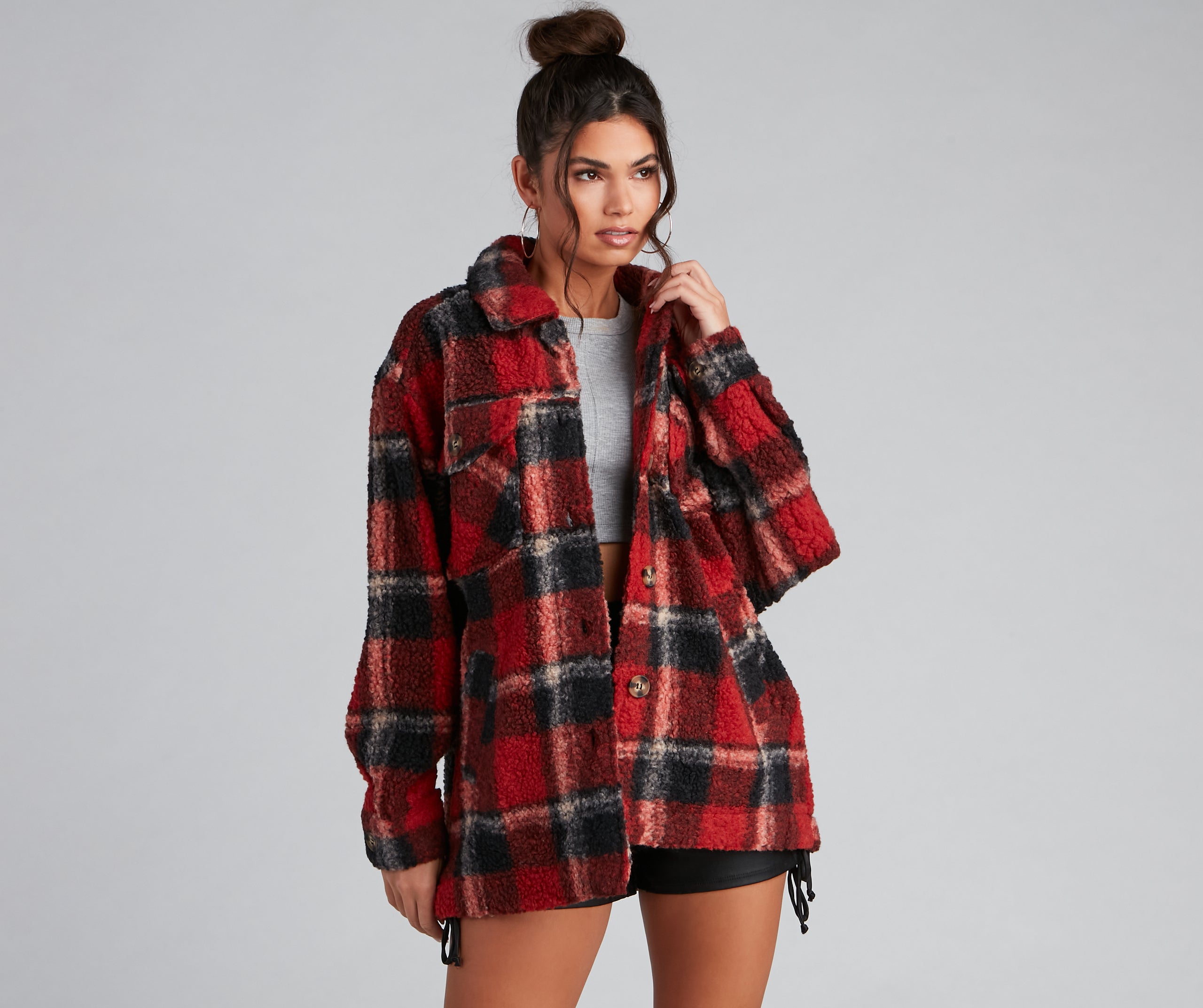 Cozy Layers Plaid Sherpa Shacket