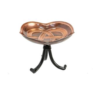 Achla Designs 10.5 in. Dia Antique Copper Celtic Dara Knot Birdbath with Tripod Stand BB-11-TR