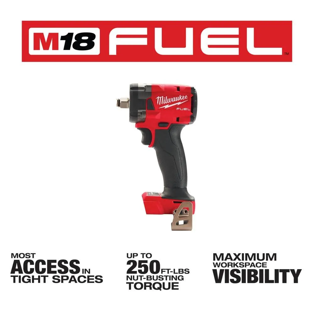 Milwaukee M18 FUEL GEN-3 18V Lithium-Ion Brushless Cordless 1/2 in. Compact Impact Wrench with Friction Ring (Tool-Only) 2855-20
