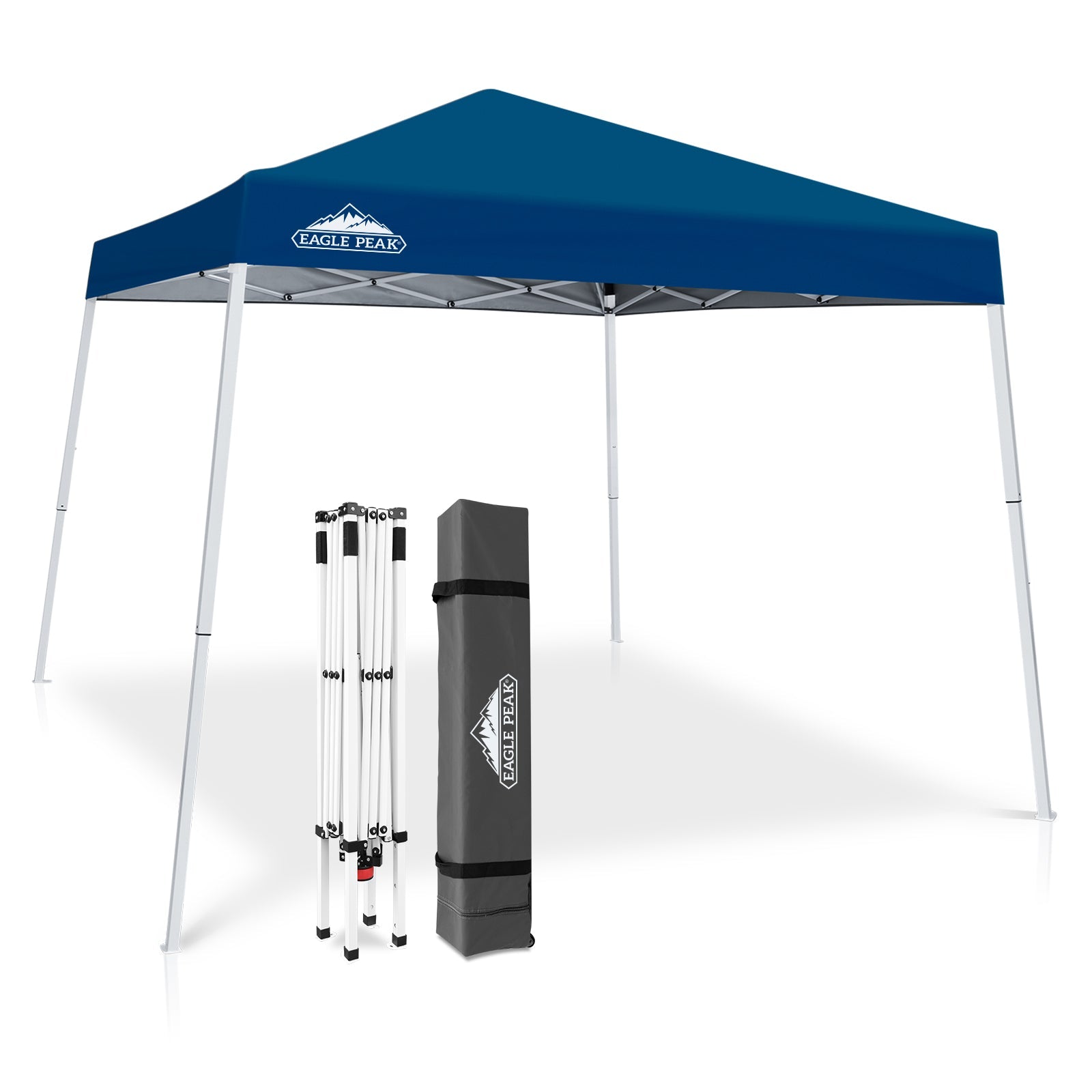 EAGLE PEAK 10' x 10' Slant Leg Pop-up Canopy Tent Easy One Person Setup Instant Outdoor Canopy Folding Shelter with 64 Square Feet of Shade (Dark Blue)