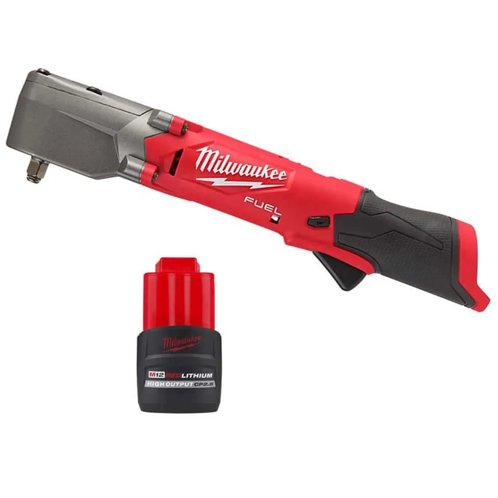 Milwaukee M12 FUEL 12V Lithium-Ion Brushless Cordless 3/8 in. Right Angle Impact Wrench w/High Output 2.5 Ah Battery 2564-20-48-11-2425