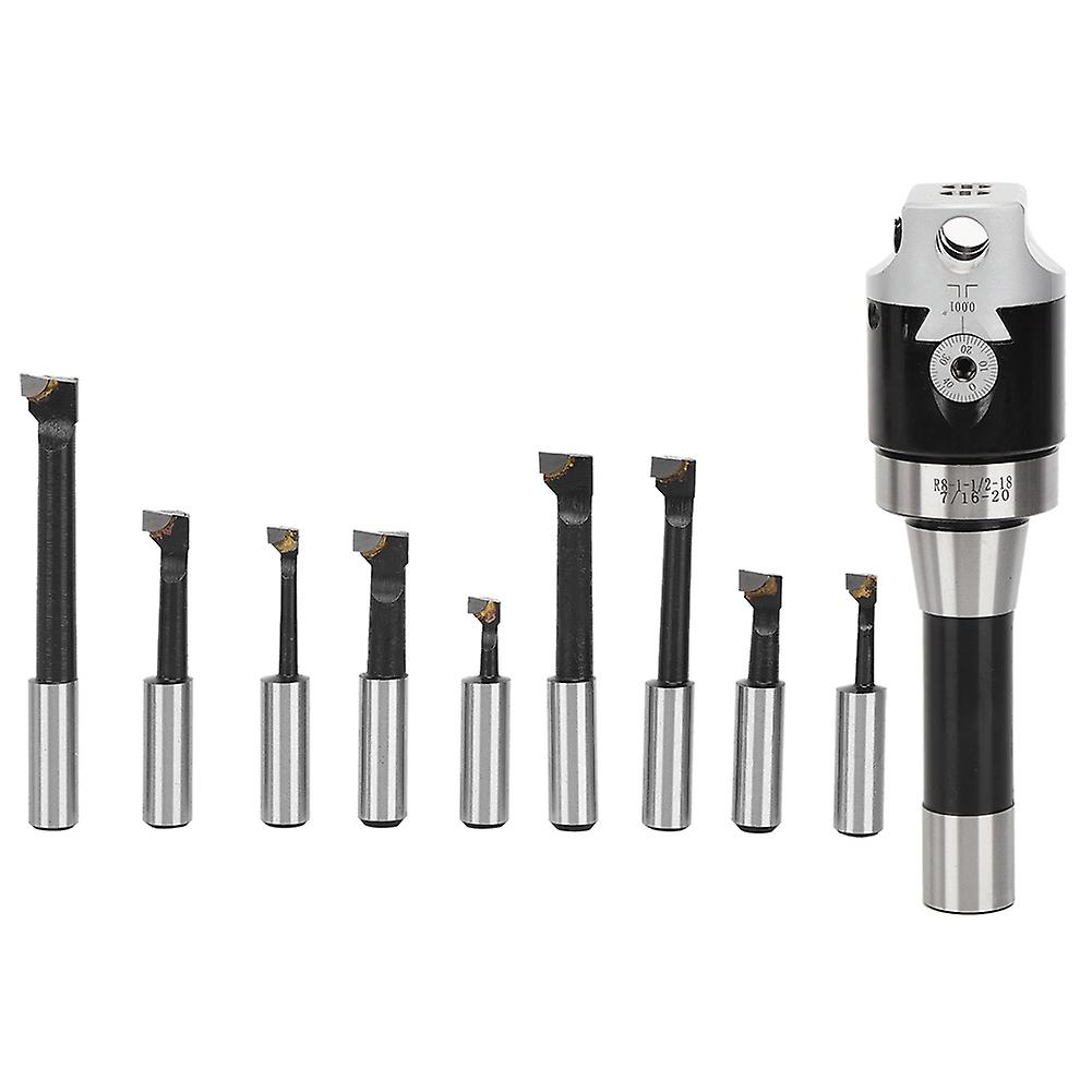 9PCs 2-Inch Boring Head Set 1/2-Inch R8 Shank CNC Milling Tool Kits Mechanical Accessory