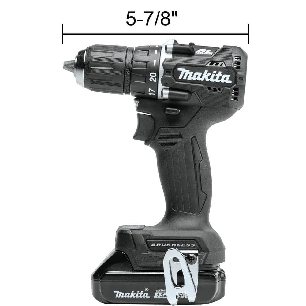 Makita 18V LXT Sub-Compact Lithium-Ion Brushless Cordless 1/2 in. Driver Drill Kit, 1.5Ah XFD15SY1B
