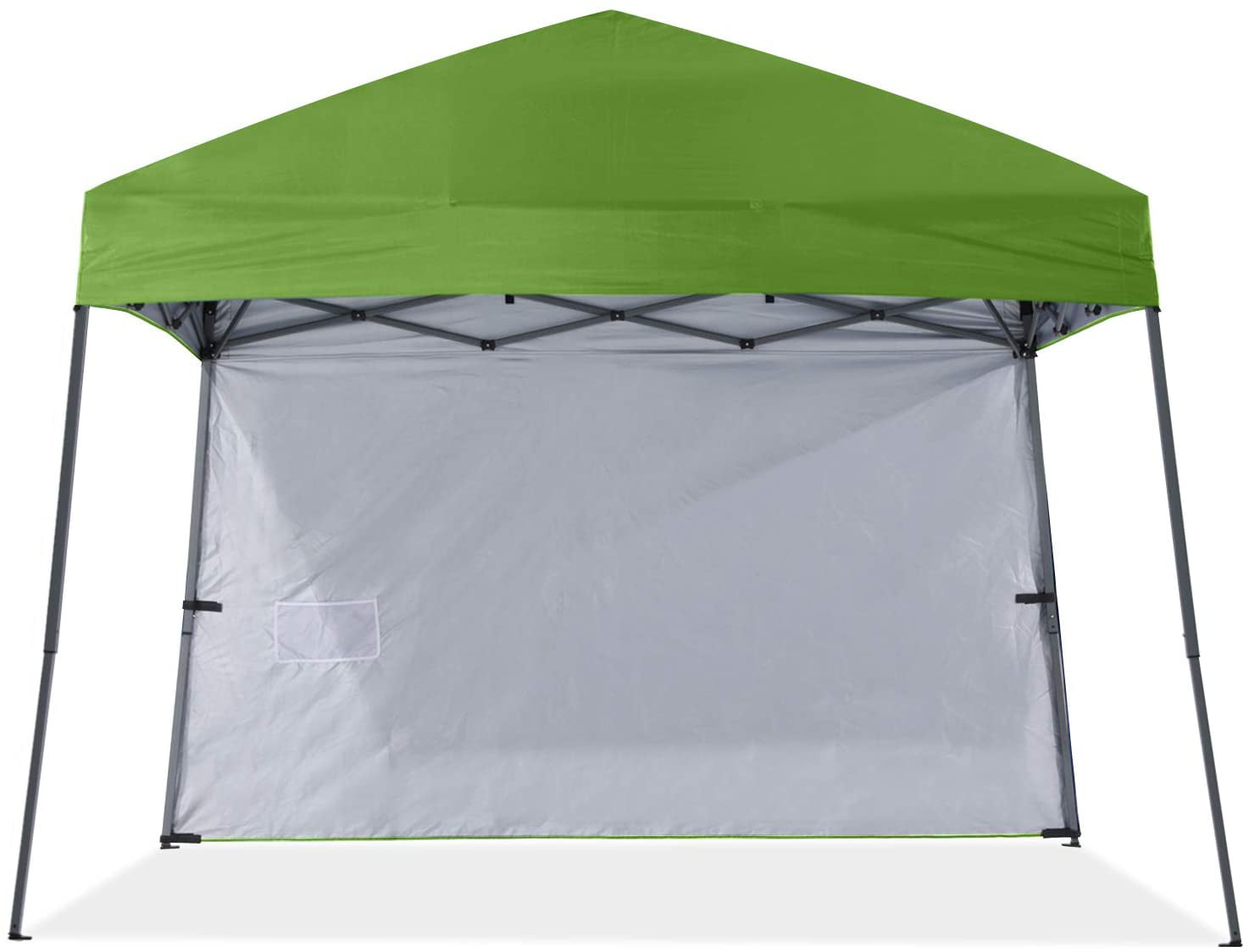 ABCCANOPY 10 ft x 10 ft Outdoor Pop up Slant Leg Canopy Tent with 1 Sun Wall and 1 Backpack Bag - Green