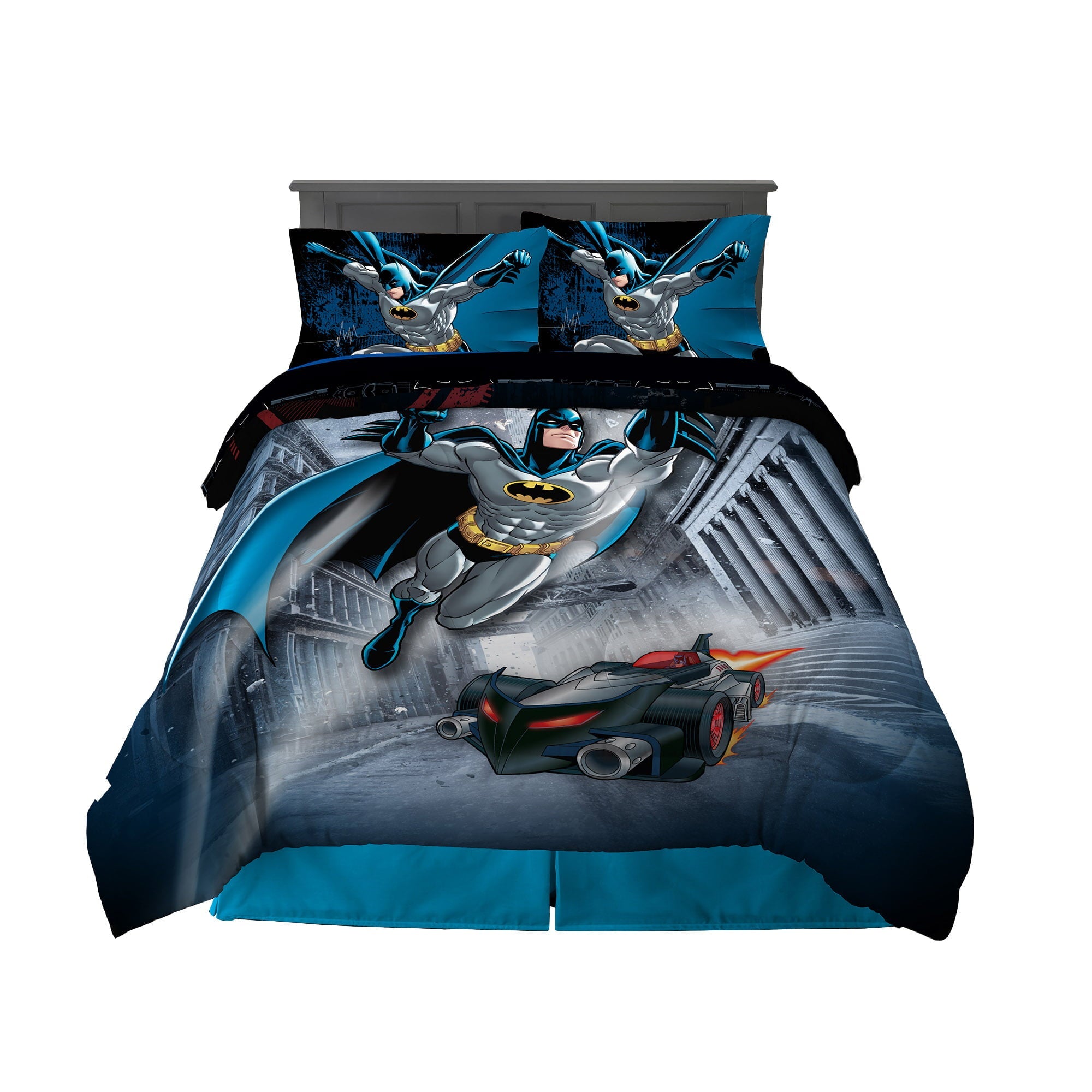 Batman Kids Full Bed in a Bag, Comforter and Sheets, Gray, Warner Bros