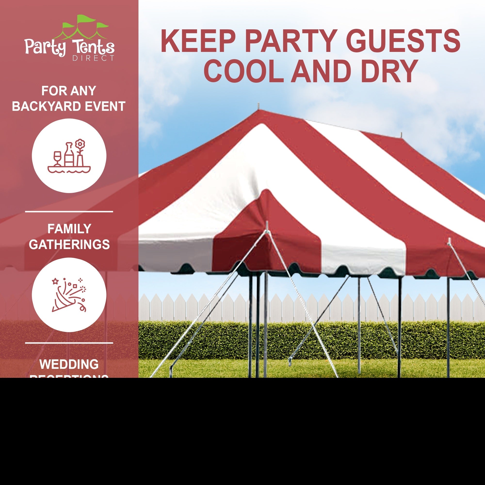 Party Tents Direct Weekender Outdoor Canopy Pole Tent, Red, 20 ft x 30 ft