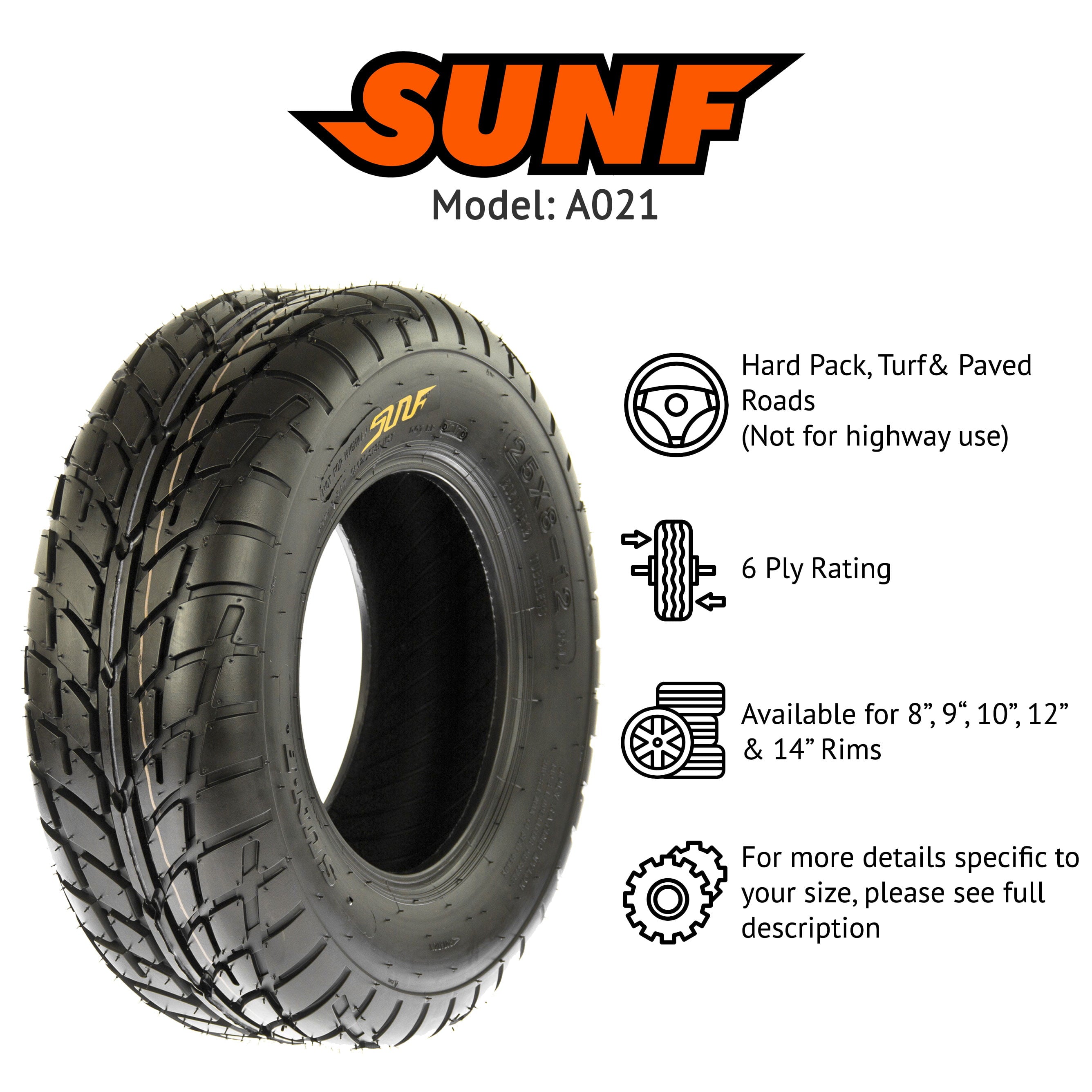 SunF ATV Tires A021 20x7-8 20x7x8 4 PR (Single)