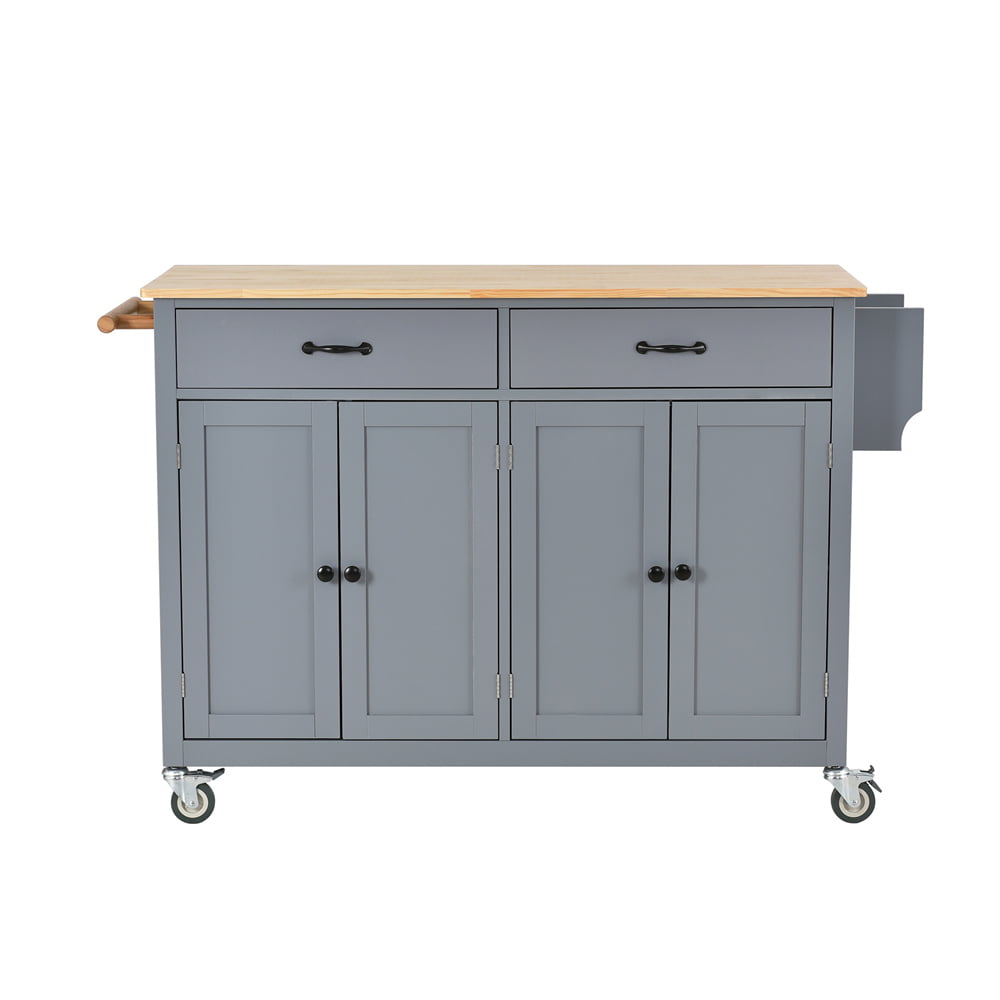 Kitchen Island Cart with Spacious Tabletop and Locking Wheels， 54.3