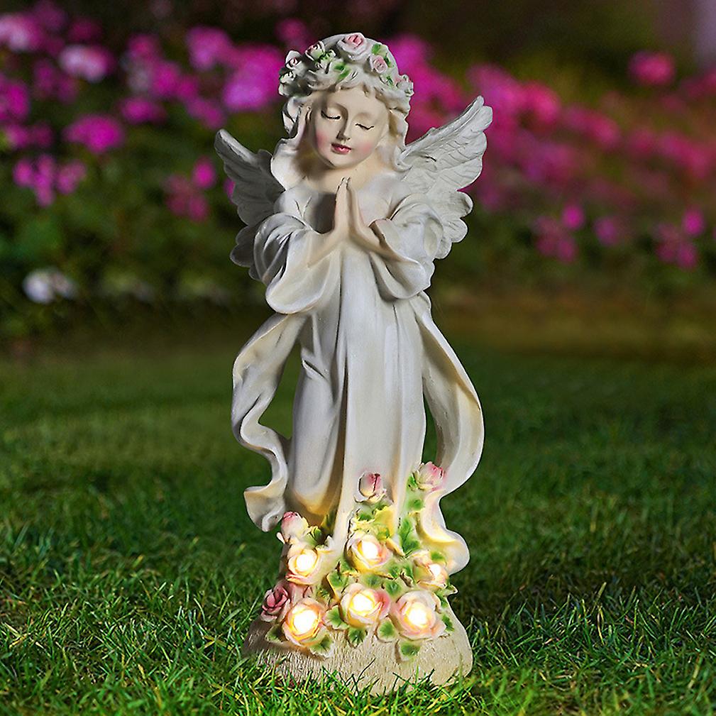 Solar Flower Fairy Angel Resin Crafts Garden Statues Sculptures Outdoor Ornament Crafts