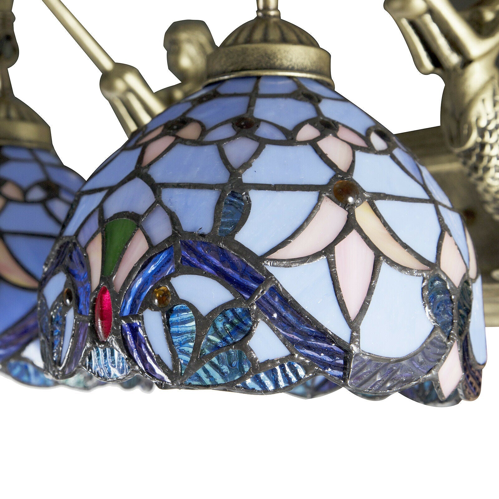 MONIPA  Stained Glass Style Vanity Lighting Wall Sconce Lamps with Shade Blue