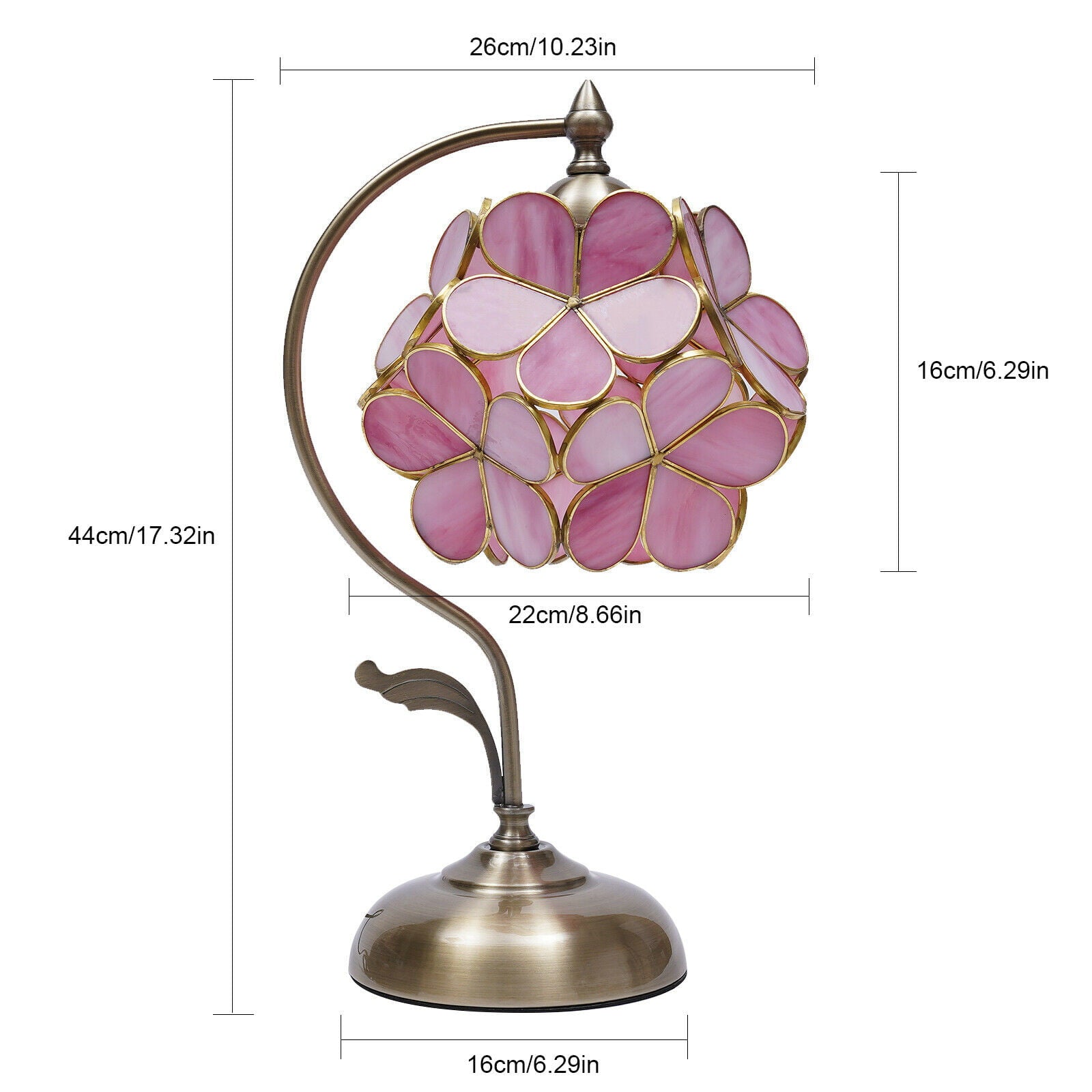 Oukaning European Petal Glass Table Lamp Simple Bedroom Bedside Lamp  Stained Glass Table Lamp Cafe Storefront Lamps