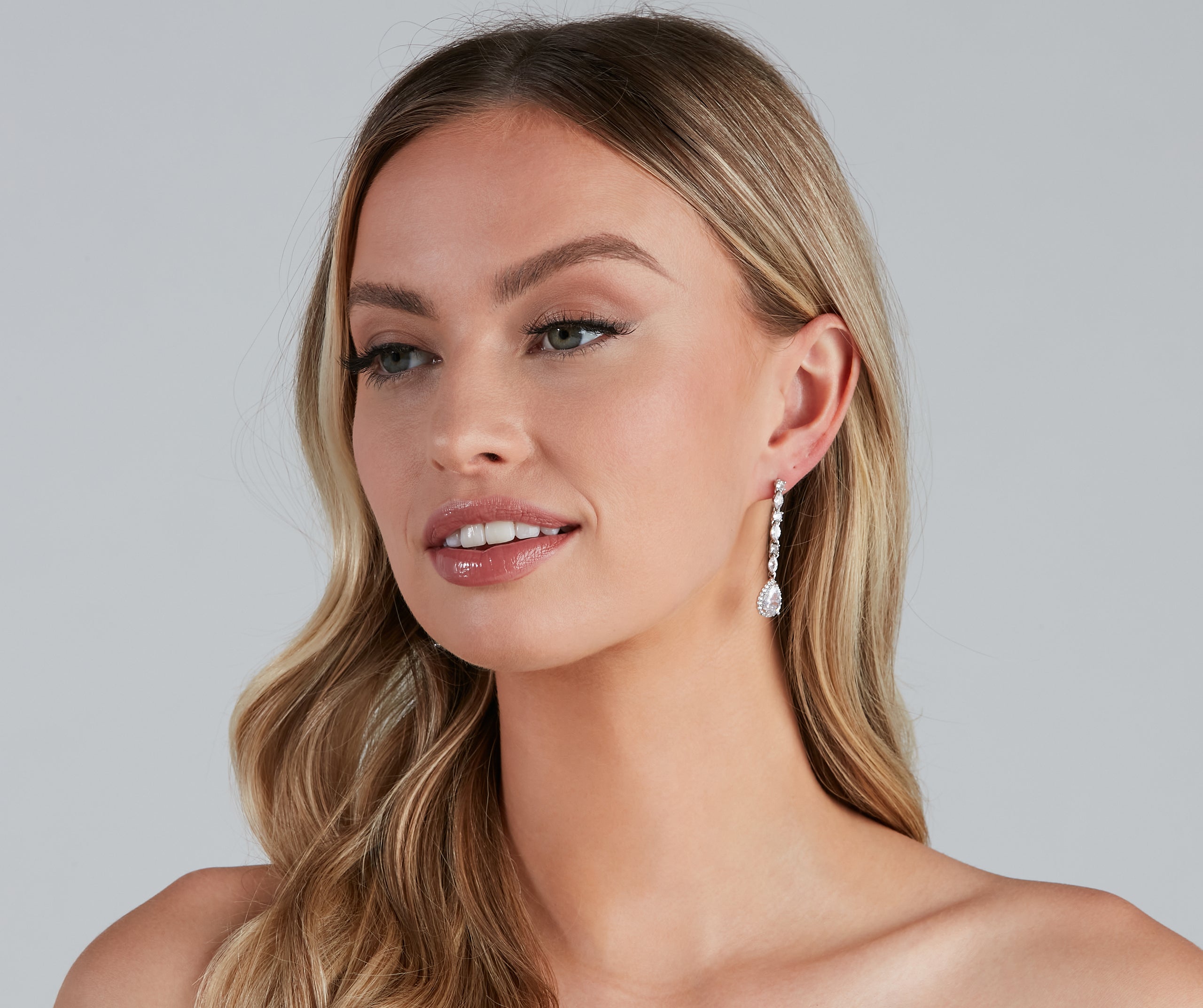 So Luxe Rhinestone Linear Teardrop Earrings