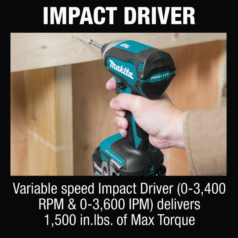 Makita 2-Tool Compact Drill Driveramp Impact Driver Cordless Tool Combo Kit