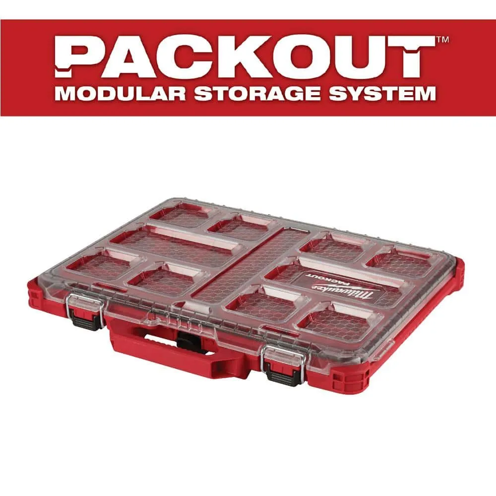 Milwaukee PACKOUT 11-Compartment Low-Profile Impact Resistant Portable Small Parts Organizer 48-22-8431