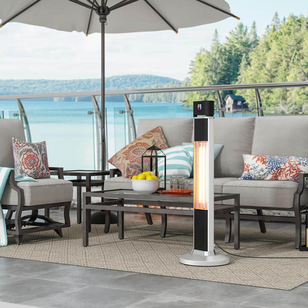 Kingdely 1500-Watt Electric Patio Heater Freestanding Indoor/Outdoor Infrared Carbon Space Heater with LED Display and Remote KF020209-01