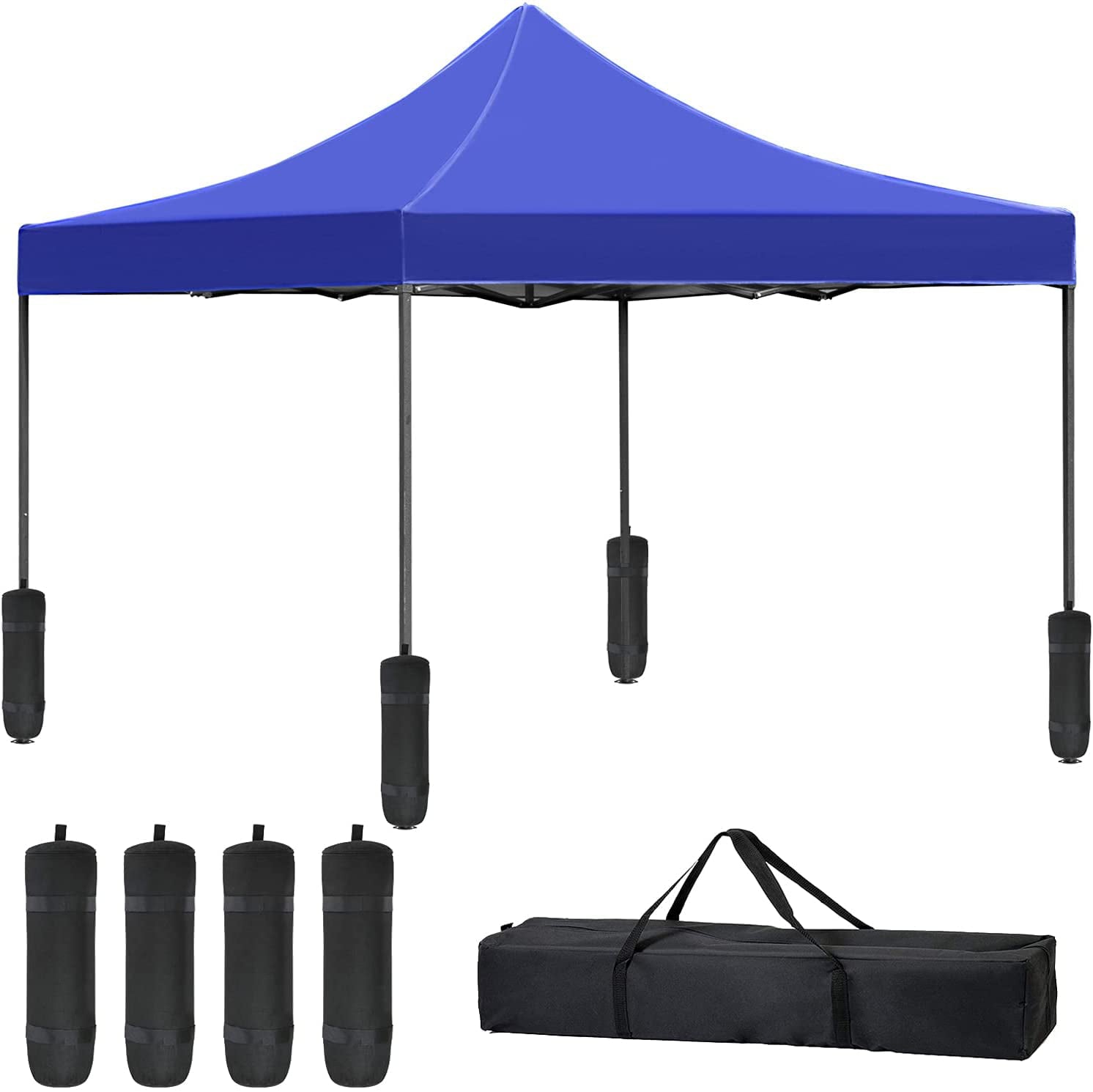 10 x 10ft Pop Up Canopy Tent,Party Tent,Patio Ez Up Canopy Sun Shade Wedding Instant Folding Protable Better Air Circulation Outdoor Gazebo with Removable Sunwall and Backpack Bag (Blue)