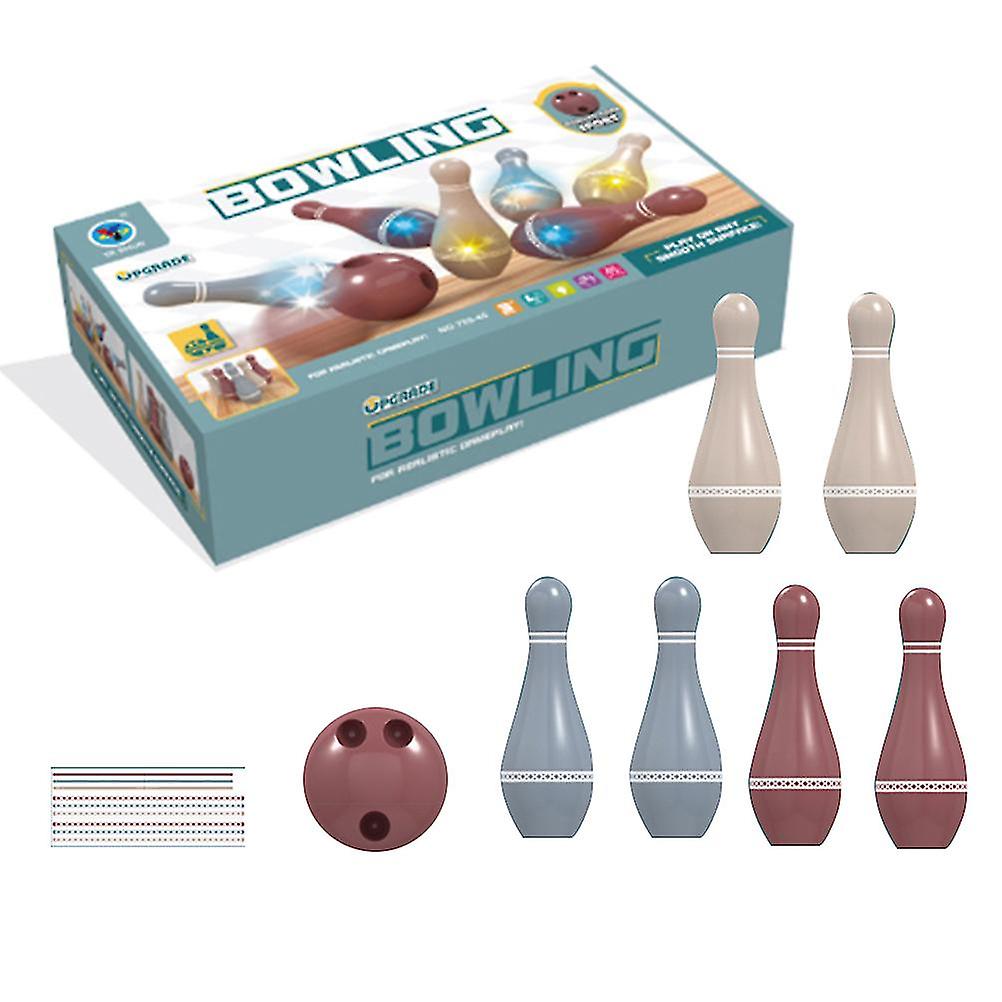 Light Up Kids Bowling Set Includes 6 Pins and 1 Ball Bowling Pins Toy Set Indoor Parent Child Games for Kids Boys Girls