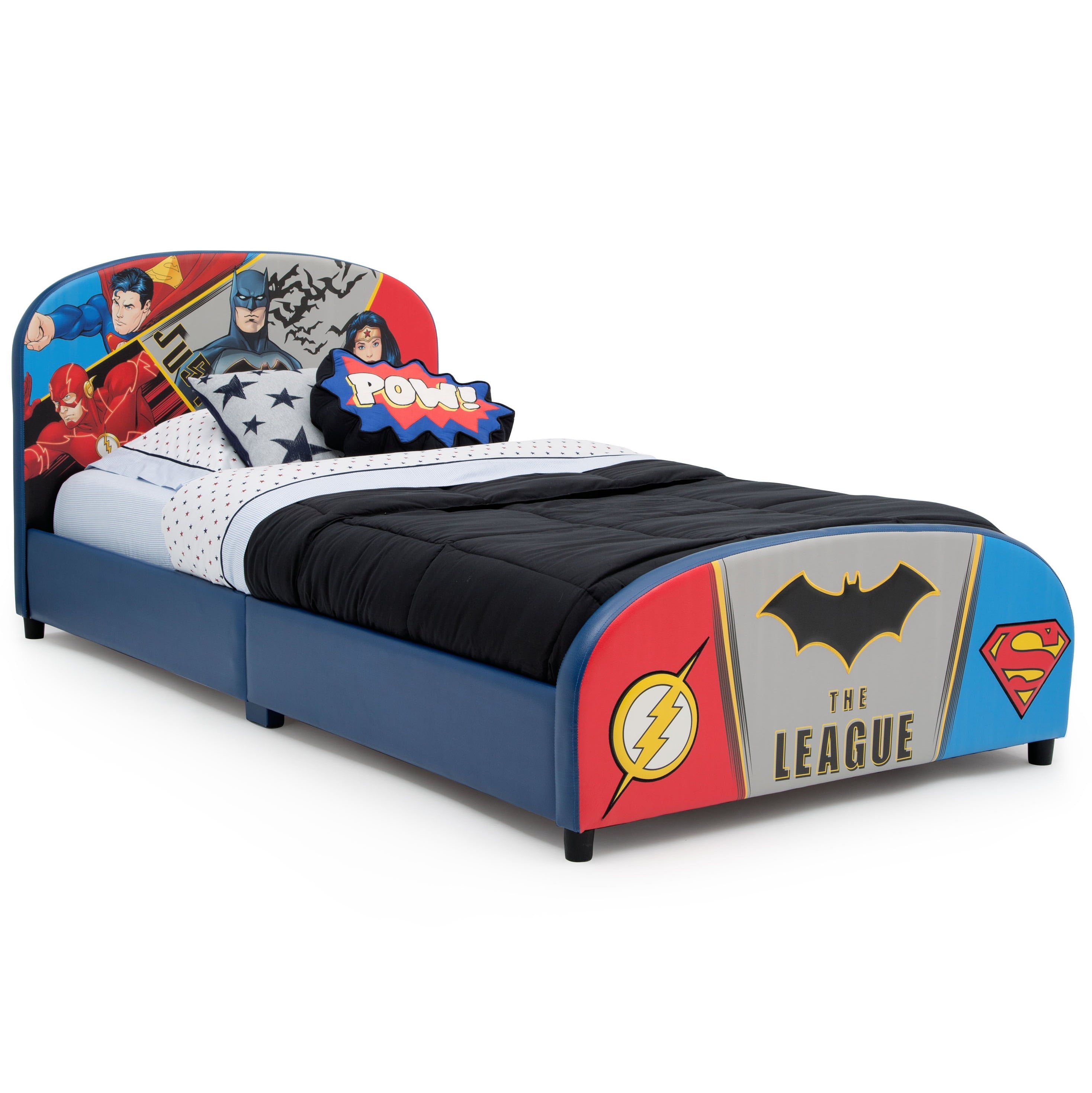Delta Children DC Comics Justice League Upholstered Bed, Twin, Blue