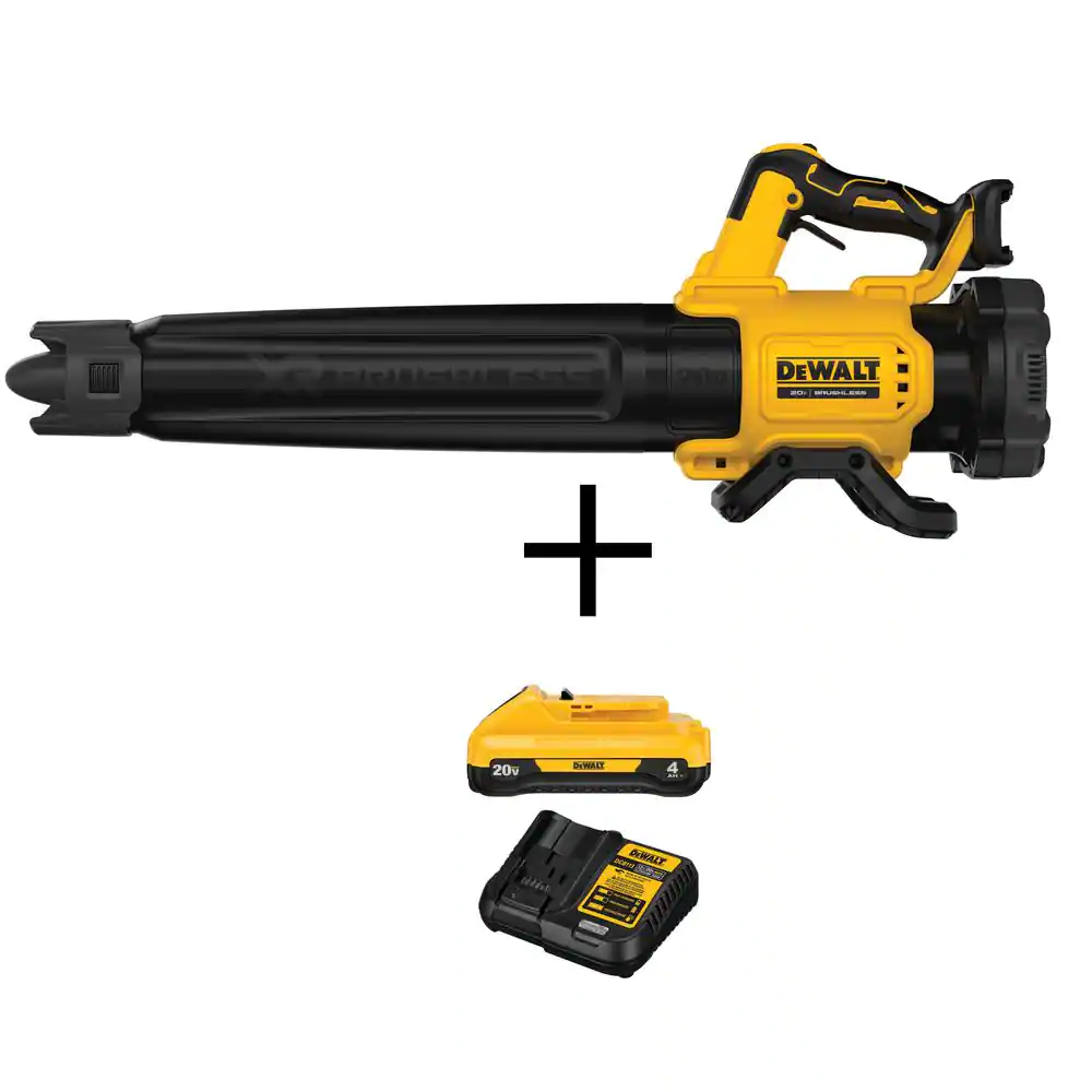 DEWALT 20V MAX 125 MPH 450 CFM Cordless Brushless Handheld Blower with 20V Compact Lithium-Ion 4Ah Battery and 12V to 20V Charger