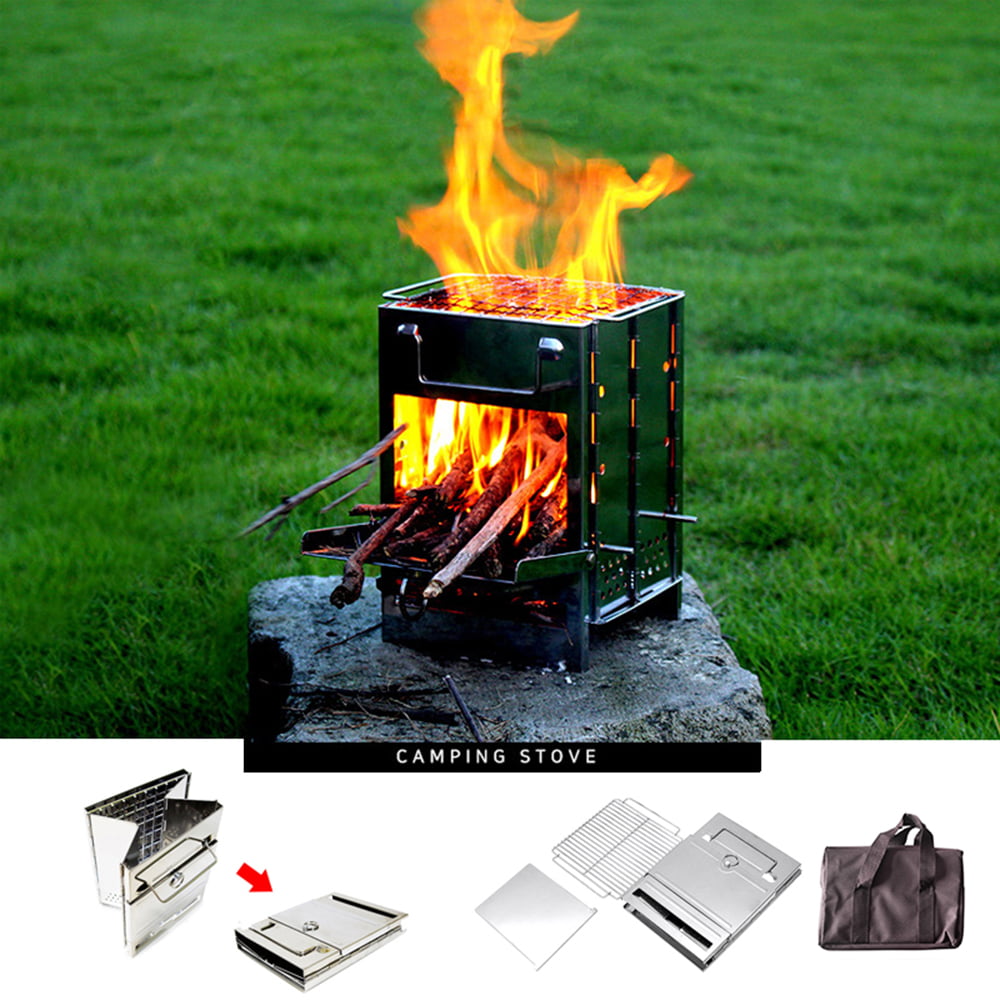 Dcenta Folding Wood Burning Stove, with Carry Bag for Backpacking Hiking Camping Cooking