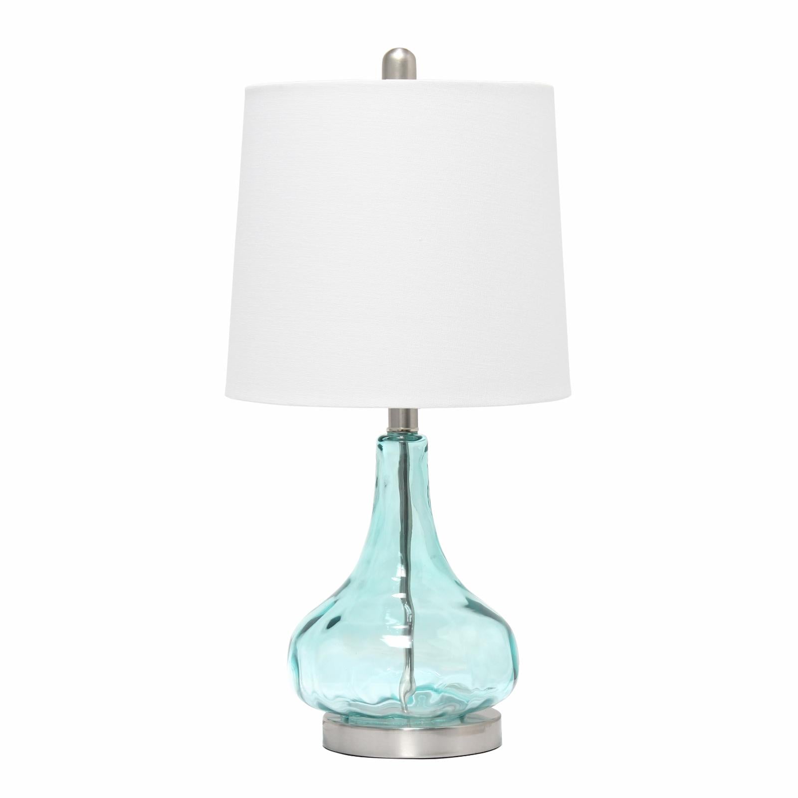 Lalia Home Rippled Glass Table Lamp with Fabric Shade -  Rose Quartz