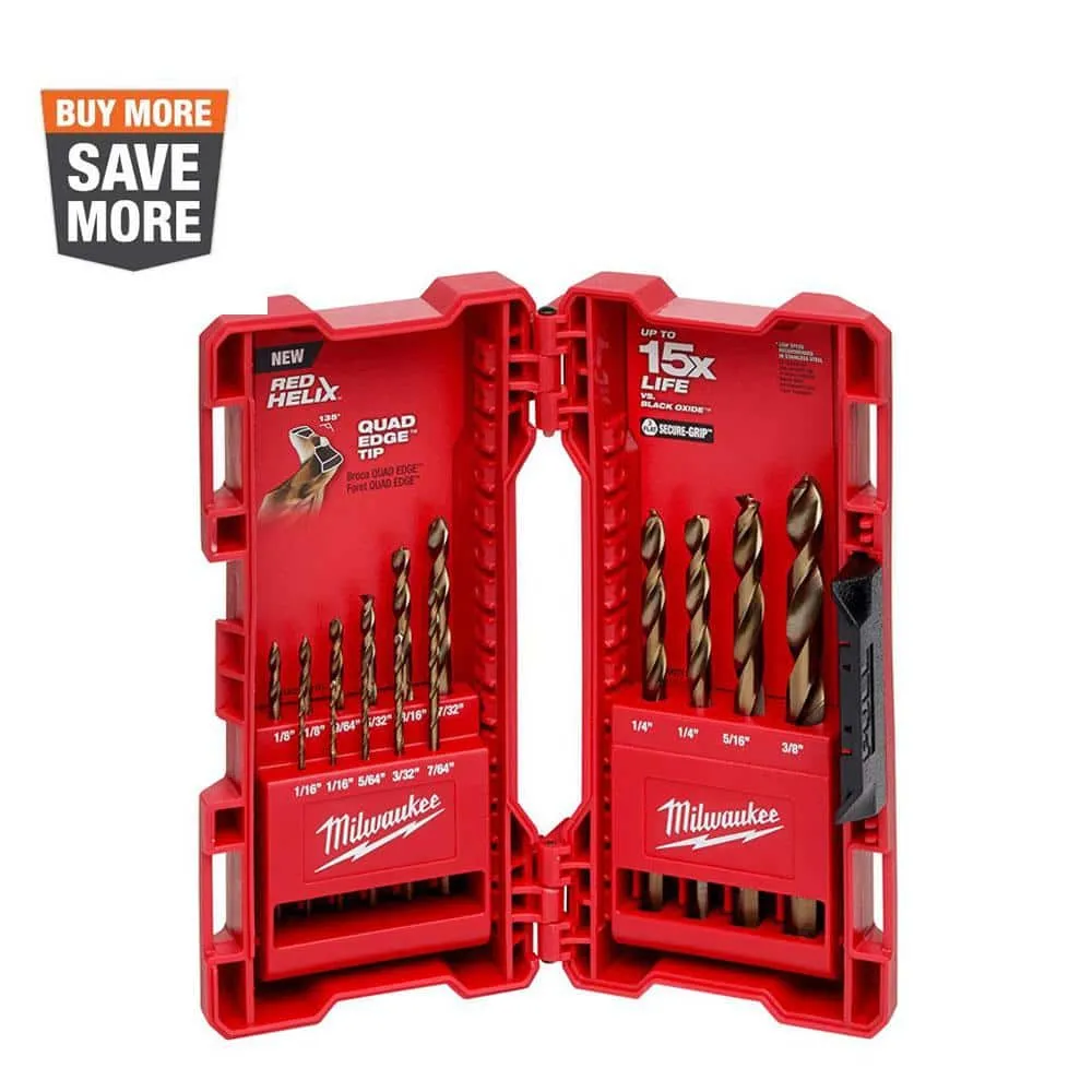 Milwaukee Cobalt Red Helix Drill Bit Set for Drill Drivers (15-Piece) 48-89-2331