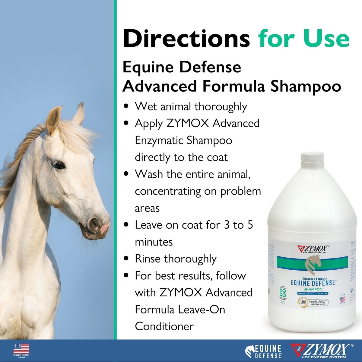 Zymox Equine Defense Advanced Formula Horse Shampoo