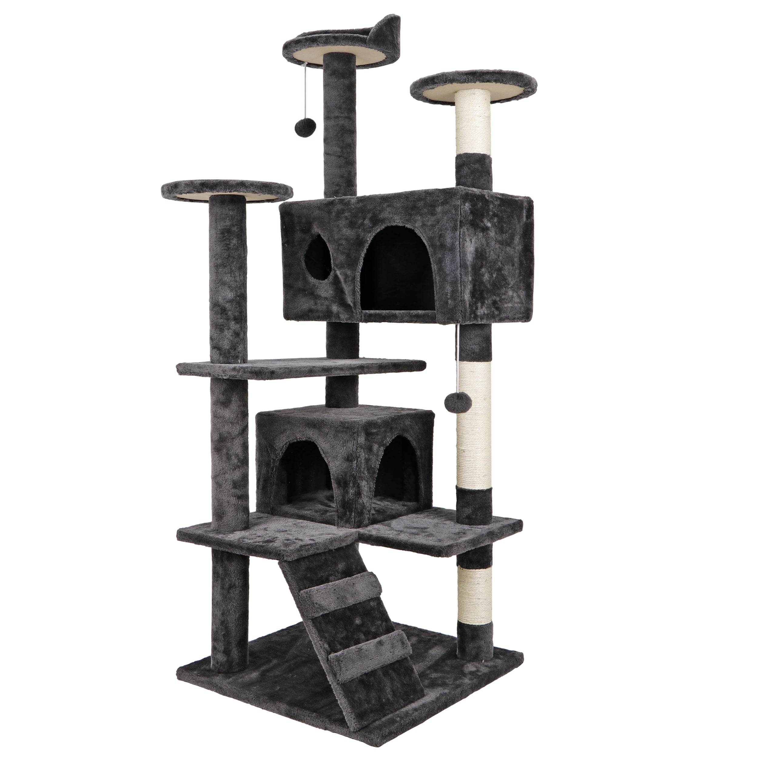 Zenstyle 53-in Cat Tree and Condo Scratching Post Tower， Dark Gray