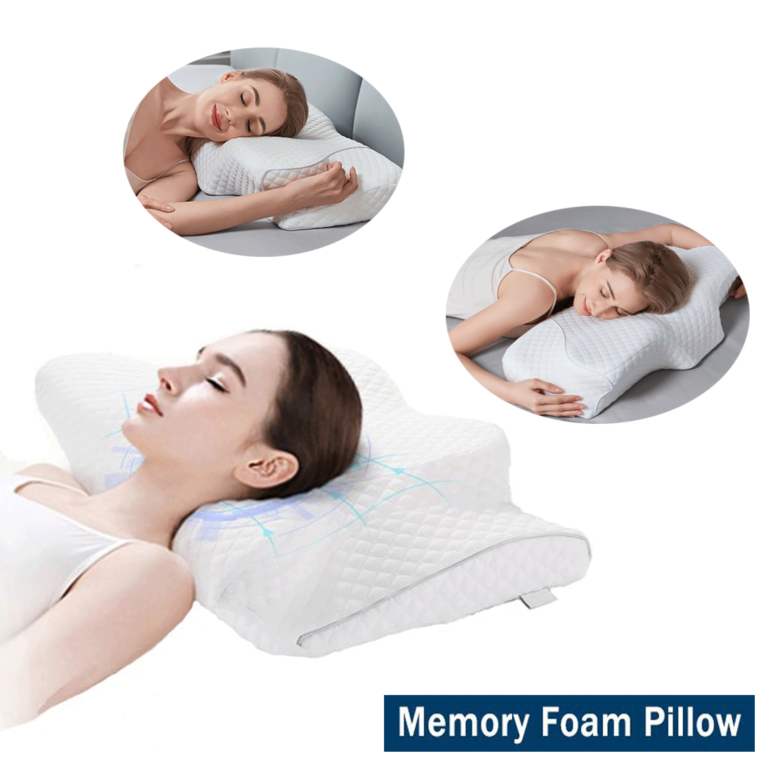 Cervical Memory Foam Pillow, Contour Memory Foam Pillows for Sleeping,Ergonomic Orthopedic Contour Support Pillow for Side Sleepers, Back and Stomach Sleepers