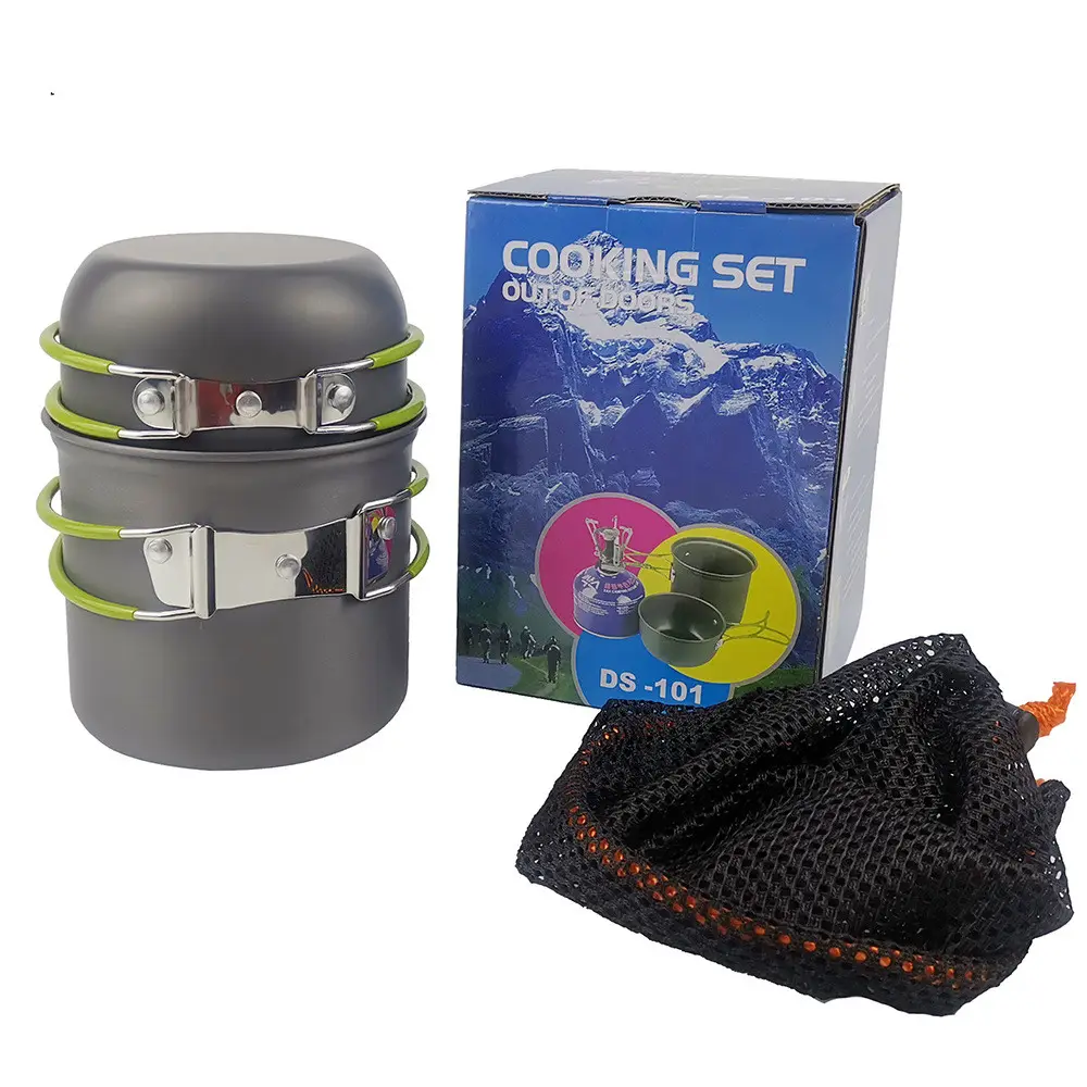 Hot Selling Outdoor Cookware Mess Kit for Camping Lightweight Cookset Include Pots  stove