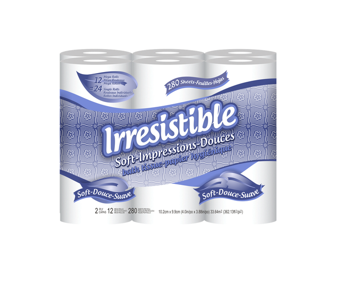 Irresistible Bath Tissue Double Roll， 12 Pack