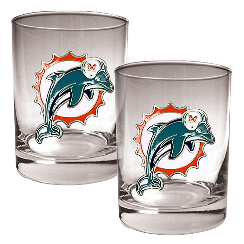 Miami Dolphins 2-pc. Rocks Glass Set