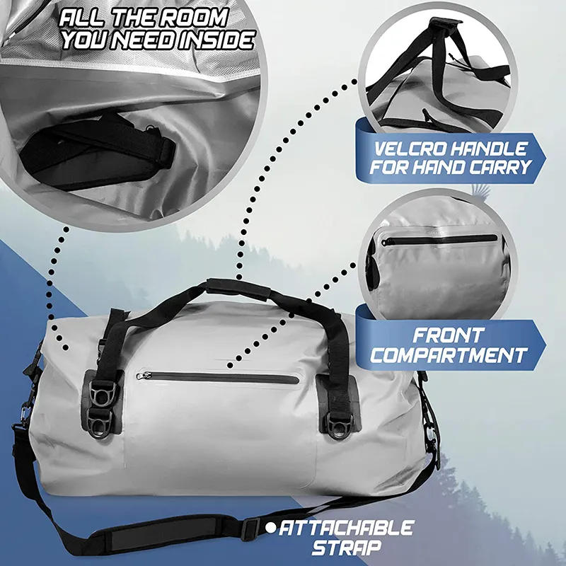 Durable Waterproof PVC Tarpaulin Travel Bag Gym Sports Duffle Bag Luggage Travel Bags For Men Women