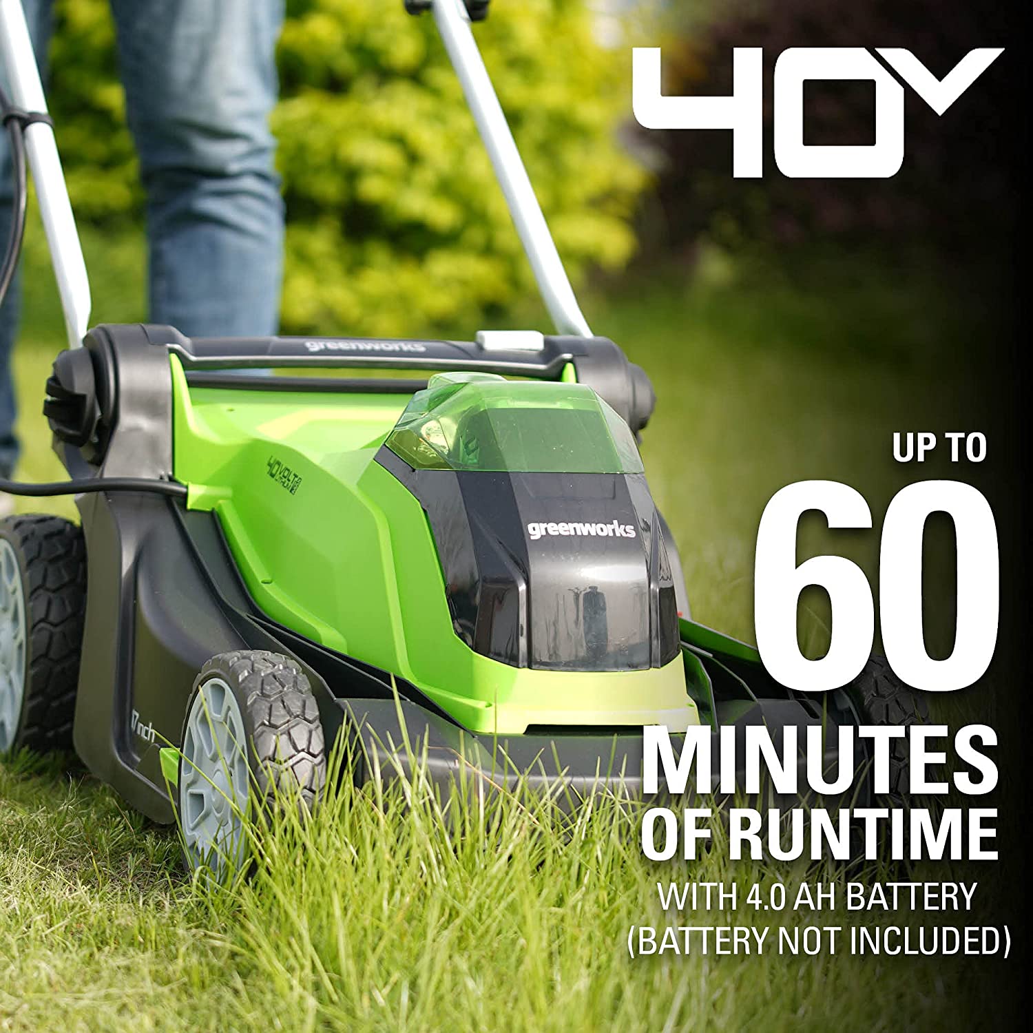 Greenworks 40V 17 inch Cordless Lawn Mower，Tool Only， MO40B01