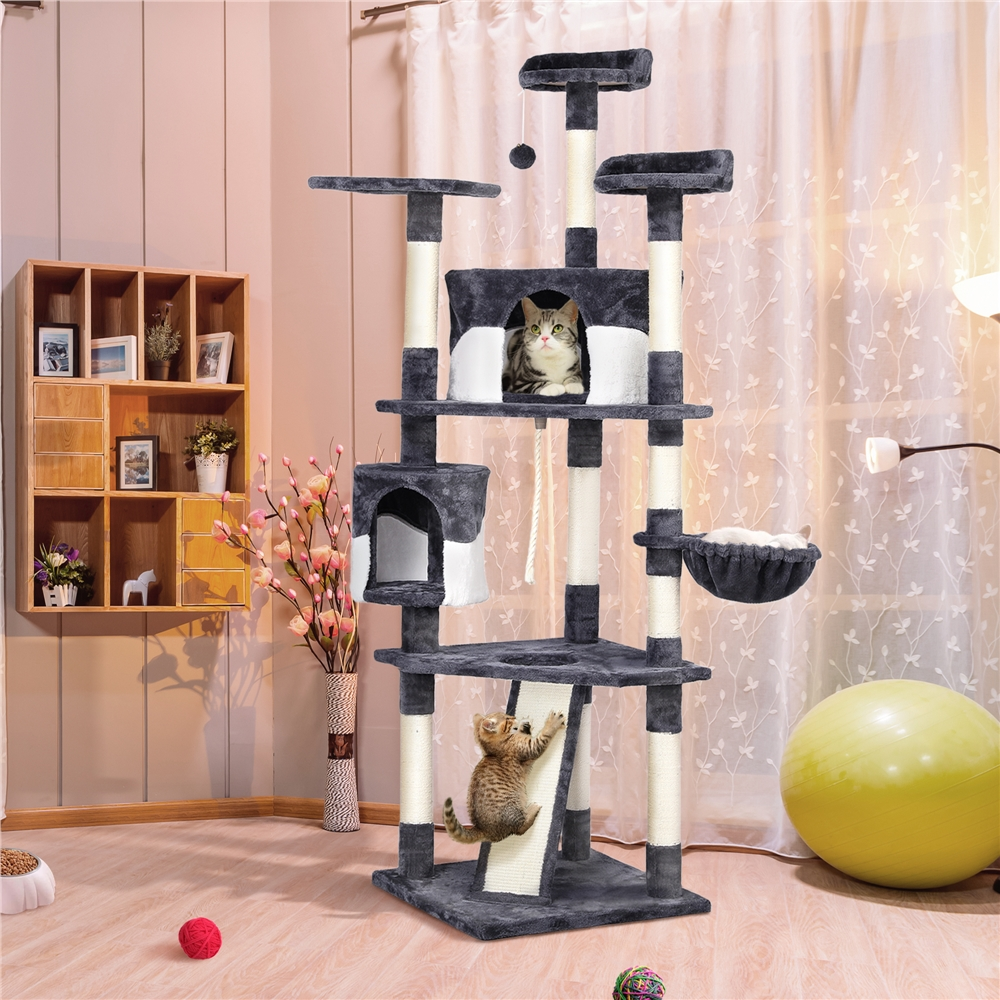Yaheetech 79''Large Cat Tree Tower Condo Scratching Post Pet Play House