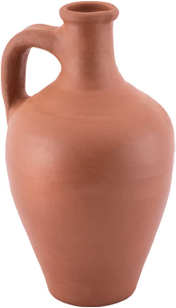 Handmade Clay Water Jar， LEAD-FREE Unglazed Terracotta Pitcher， Traditional Earthenware Jug， Clay Water Pot for Drinking