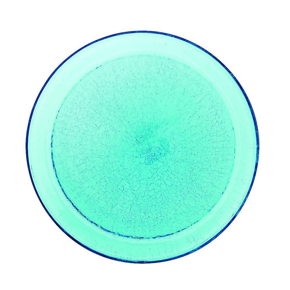 Achla Designs 12.5 in. Dia Teal Blue Reflective Crackle Glass Birdbath Bowl CGB-07T