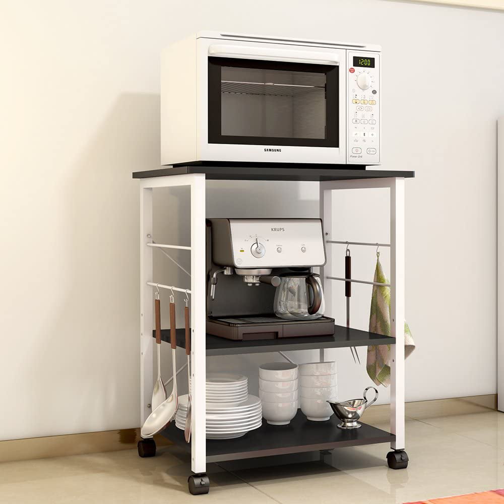 SOGES 3-Tier Kitchen Baker's Rack Utility Microwave Oven Stand Kitchen Cart Island Black